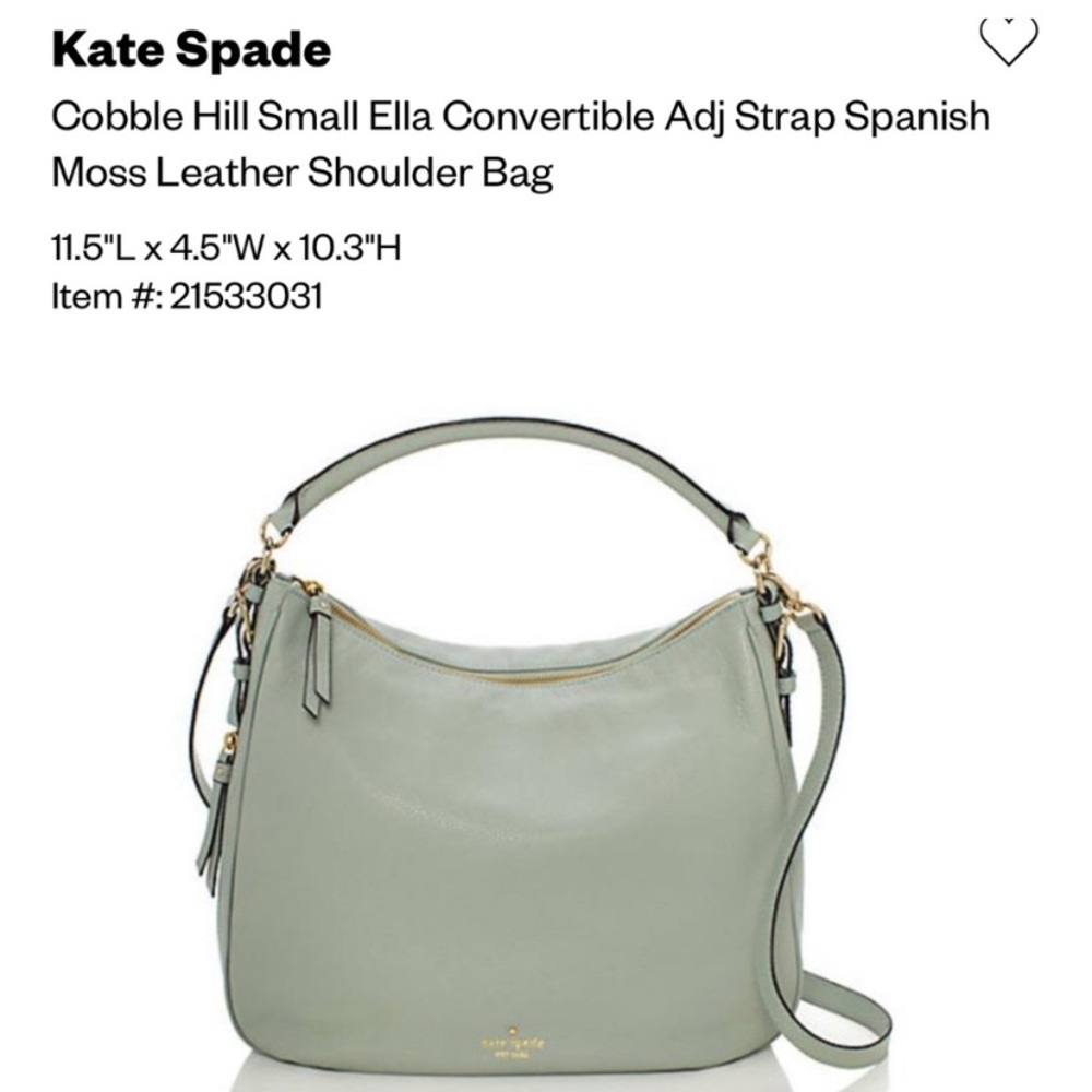 Kate Spade Cobble Hill Small Ella Satchel in Spanish Moss